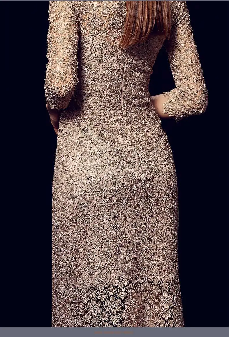 BGW Vestido Coctel Mujer элегантные коктейльные кружевные Платья с круглым вырезом и рукавами три четверти на молнии сзади куртки