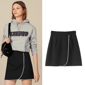 

New black celebrities fei lady pearl edge joker bust skirt a word skirt of tall waist G0858