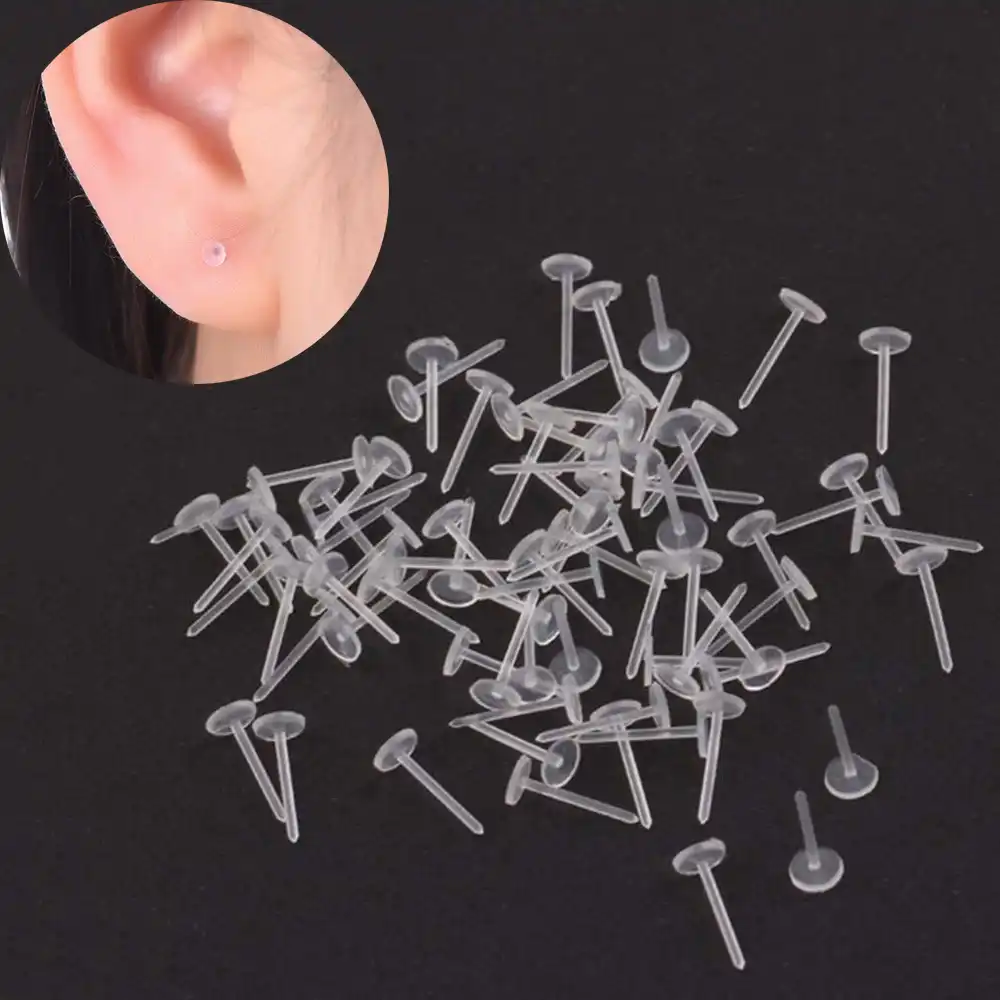 100X boucles d/'oreilles Soft Clear boucle de sécurité Earnut caoutchoucsilicW/_fr