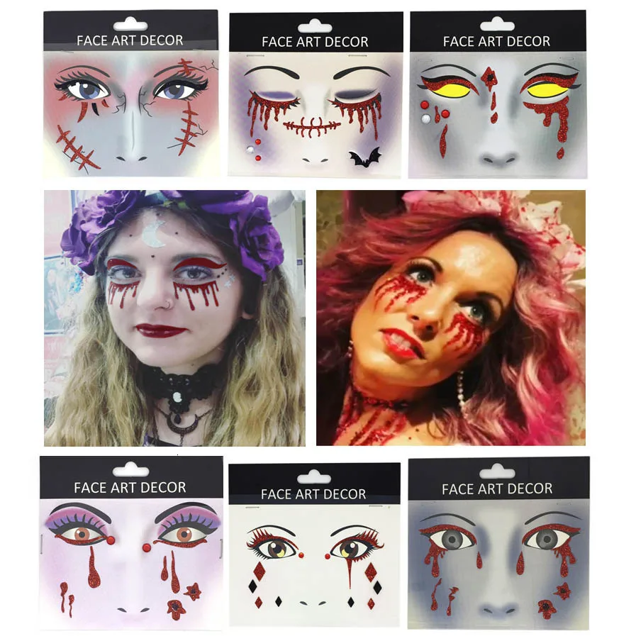 Face Temporary Sticker Halloween Bright Powder Face Sticker