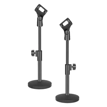 

Neewer 2-Pack Black Height Adjustable (9.45"-12.2" / 24cm-31cm) Iron Base Desktop Microphone Stands with Microphone Clip Holder