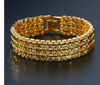 

fashipn 2pcs/lots yellow gold filled bracelet up-market gift free shipping 17.5