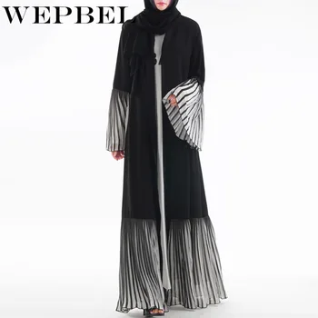 

WEPBEL Arabic Muslim V-Neck Floor-Length Dress Organ Fold Cardigan Robe Dubai Muslim Robe Islamic Kimono Elegante Retro Dress