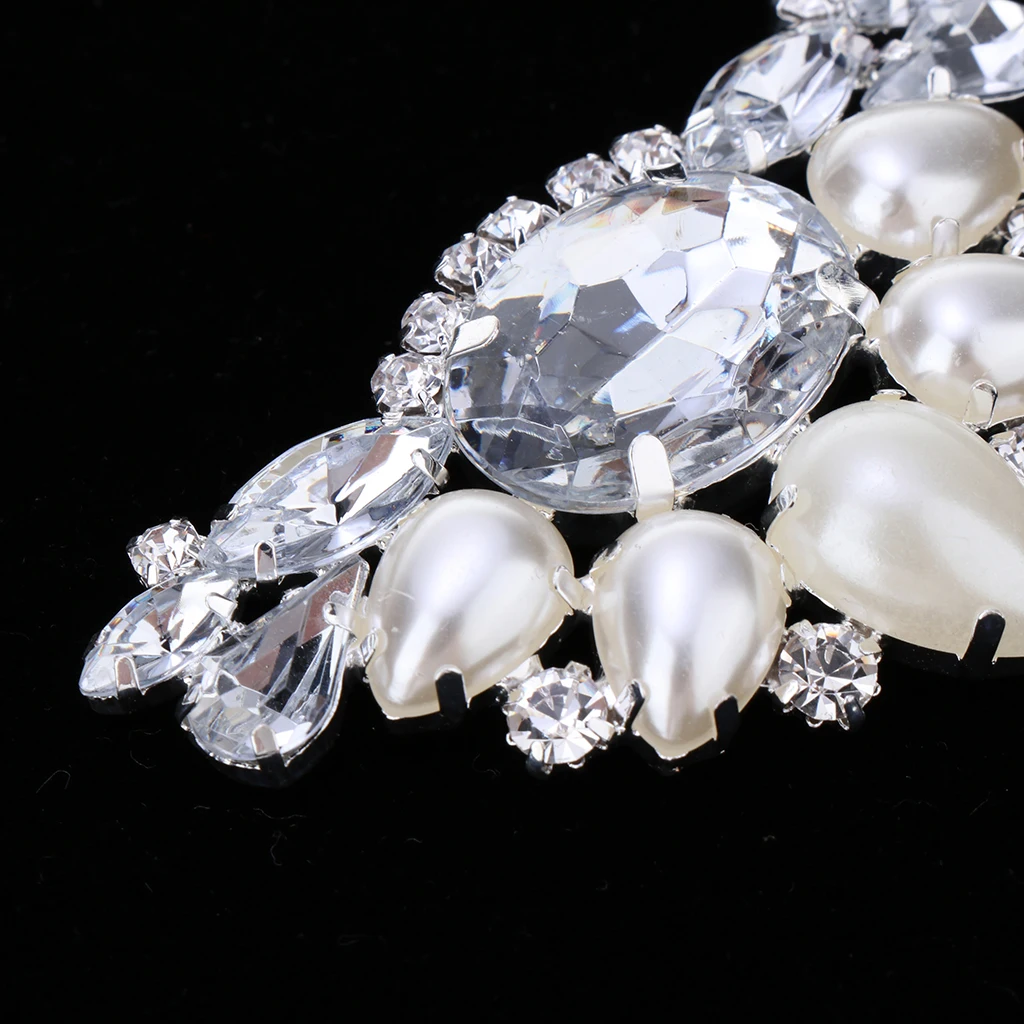 2x  Bridal Wedding Shoes Decorative Diamante Flower High Heel Shoe Clips Charms Decor Faux Pearl Shoe Buckle