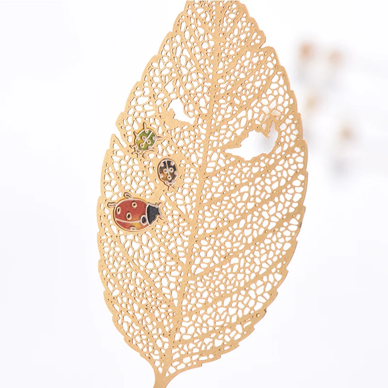 

1pc Kawaii Leaf Copper Gilded Bookmark Cute Metal Pendant Pattern Book Mark Page Folder Decor Office School Supplies Stationery