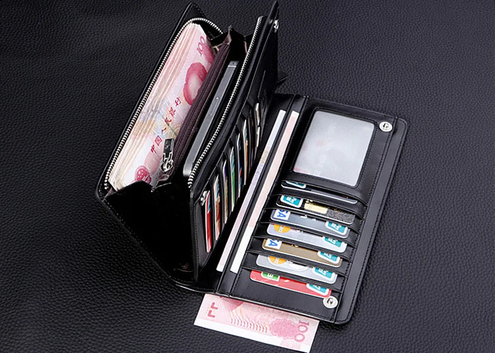 

Men's Multi-function Large Capacity Zipper PU Leather Handbag Wallet Purse SSA-19ING