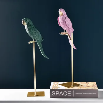 

Nordic Color Resin Animal Parrot Ornaments Home Livingroom Table Figurines Decoration Hotel Office Desktop Bird Sculpture Crafts