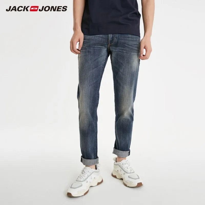 Мужские облегающие джинсы JackJones Стрейчевые потертые с потертостями базовая