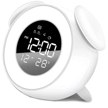 

Kids Alarm Clock Press Control Night Light for Bedrooms, Multiple Alarm Sounds Sunrise and Sunset Simulation, Snooze Function