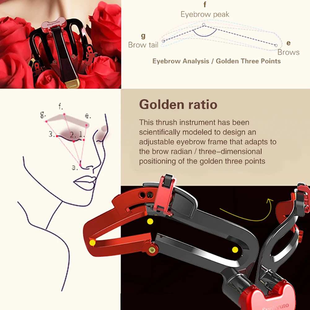 Modelo de Guia 3 em 1 Sobrancelha Ajustável Formas Estêncil Reutilizável Handheld Moldar Definindo Estênceis Olho Desenho 6 Stencil p/ sobrancelhas