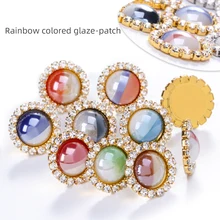 

Colored Glaze Crystal Rhinestone Sticker Rainbow Color Stone Accessory Decoration Round Flatback Clothes Sticker Gems Stone