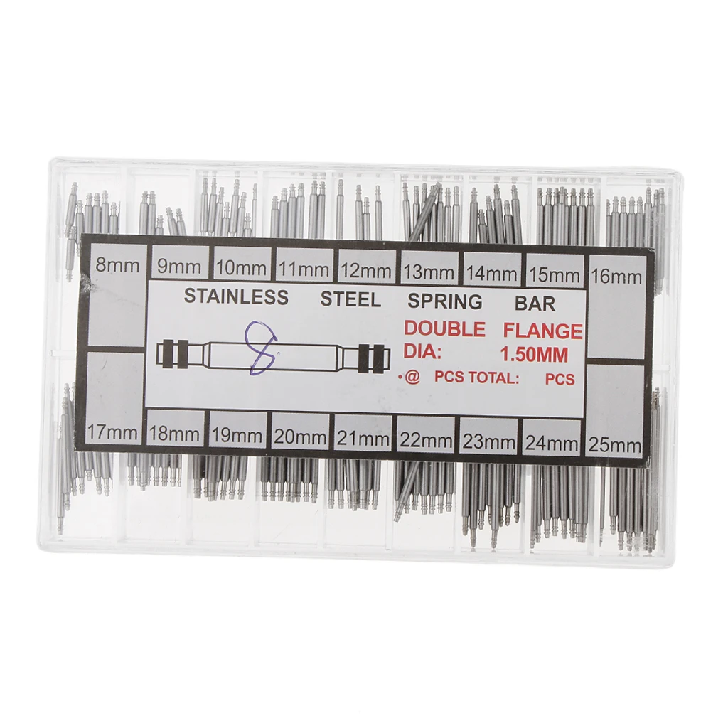 Stainless Steel 8-25mm Watch Band Spring Bars Strap Link Pins Repair Stainless Steel 8-25mm Watch Band Spring Bars Strap Link Pins Repair