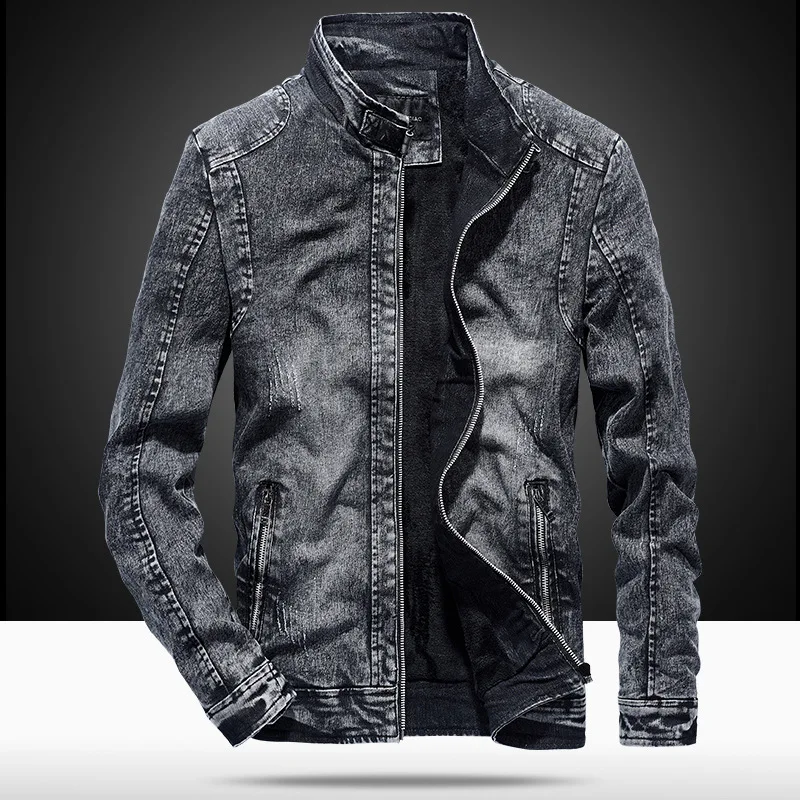 

2018 New Style Jacket Men's plus Velvet Autumn And Winter Slim Fit Men Retro Jeans Coat Clothing Clothing