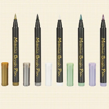 

10 Colors Permanent Card Making Lettering Craftwork Water-based Ink Students Metallic Marker Pens Drawing Paint Art Brush Tip