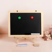 Деревянная Ручная работа Двухсторонняя доска для сообщений креативная Детская домашняя работа Магнитная черная/белая доска держатель в коробке маленький черный