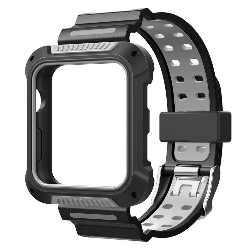 Ударопрочный защитный чехол с полосками для Apple Watch 44 мм 40 серия 4 5 защитная рамка