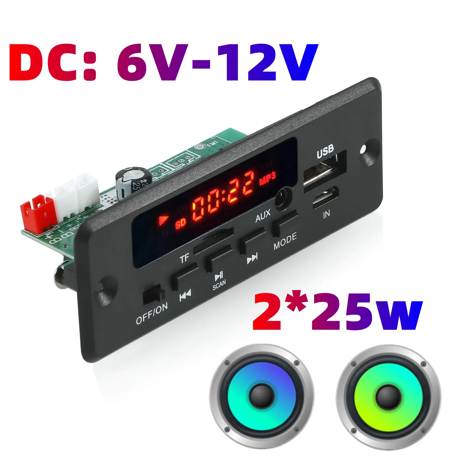 

50w sound amplifier for subwoofer USB Recording Module FM AUX Radio For Audio amplifier board :tpa 3116
