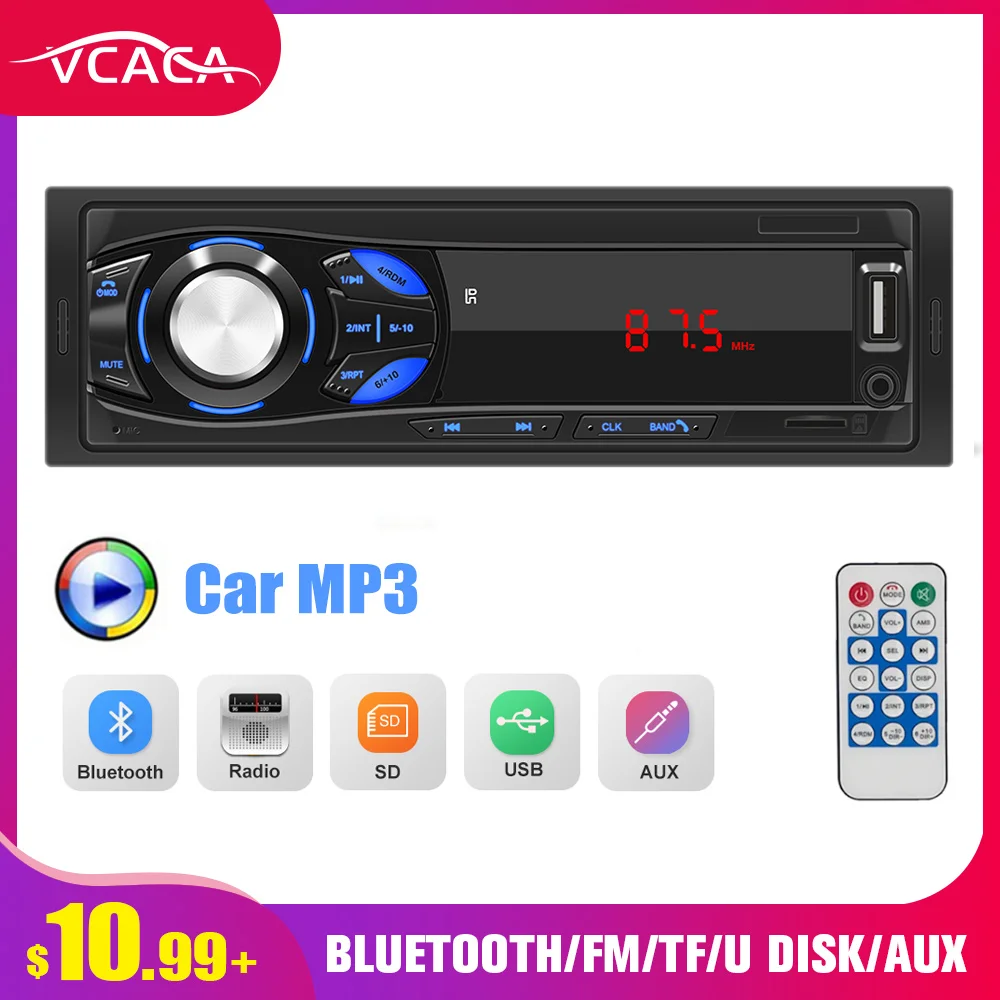 Автомобильный радиоприемник VCACA 1DIN с дистанционным управлением цифровой Bluetooth
