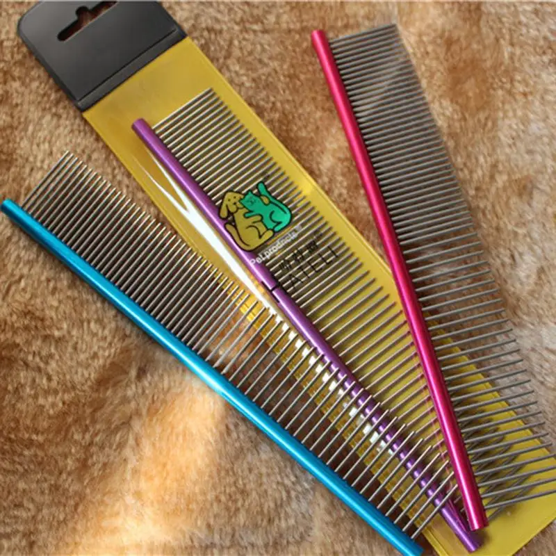 

Stainless Steel Pet Dog Grooming Combs Long Thick Hair Fur Removal Brush Pets Dog Cat Grooming Combs 19cm
