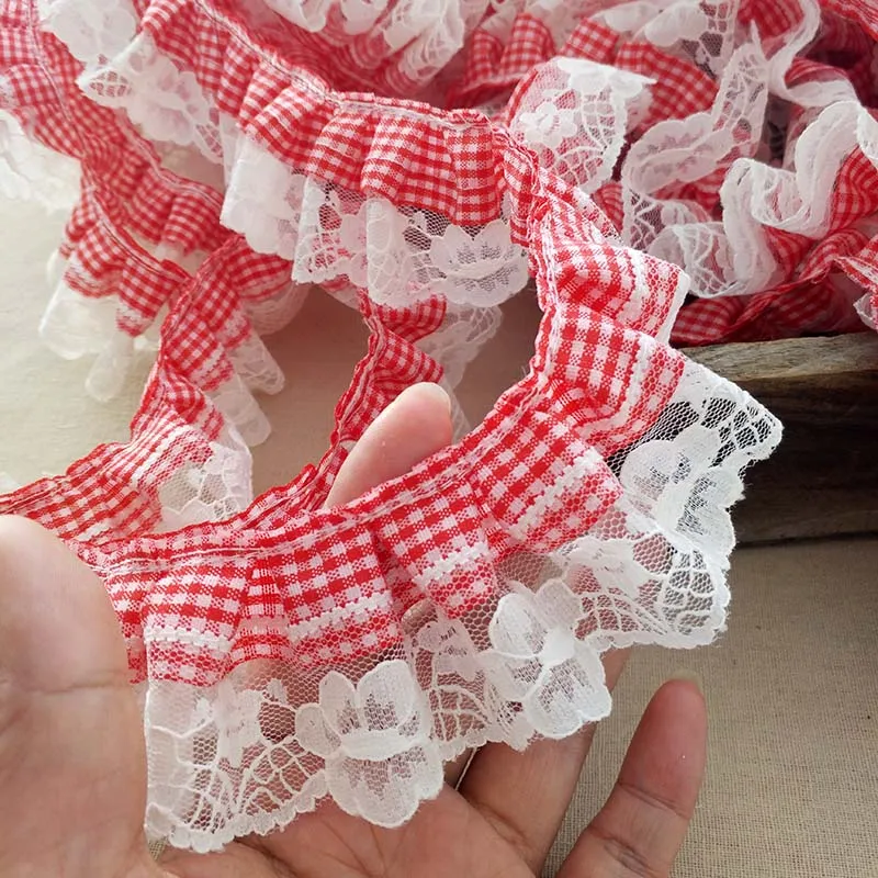 Lace Ribbon Lace Garment Accessories Lace Sewing Supplies Lace Hair Accessories Lace Decoration Lace Accessories Lace Sewing Accessories Clothing Accessories Wide Plaid Pleated Lace 3d Flowers Embroidered Ribbon Ruffle Trim DIY Clothing Hair Accessories Home Sewing 5CM