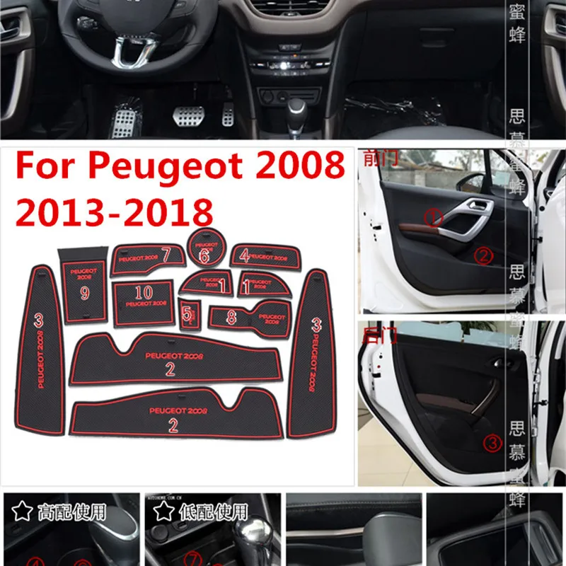 3D резиновый коврик для Peugeot 2008 2013-2018 слот-коврик двери Cup подушка Дорожный Коврик
