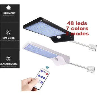

48/36 LED Solar 3 Modes Motion Sensor Solar Power Lamp Garden Wall Yard Deck Security spot flood Wall street light w metal pole