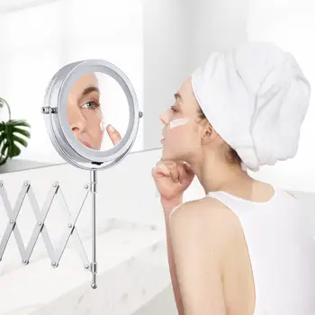 

Bath Led Makeup Mirror 5.9" 1X 3X Magnification Wall Mounted Mirror Adjustable Dual Arm Extend Cosmetic Double Side Mirror