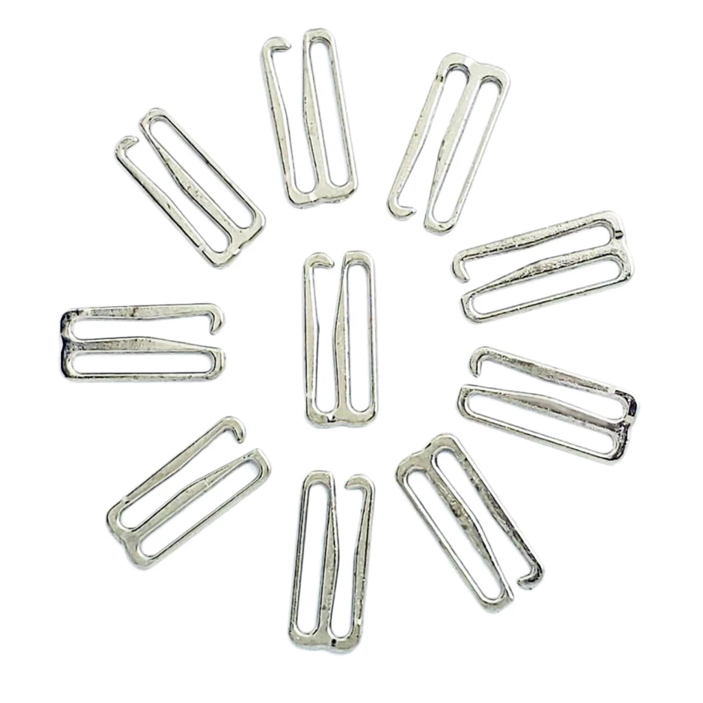 3/8 Porcelynne Premium Quality Silver Metal Alloy Wide Replacement Bra Strap Slide 20 Pieces 10 Pairs Opening 10mm 