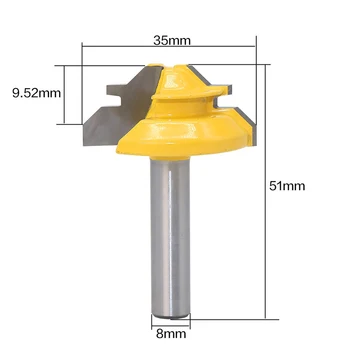 

45 Degree Lock Miter Router Bit 8mm Shank Trimmer Milling Joint Cutter For MDF