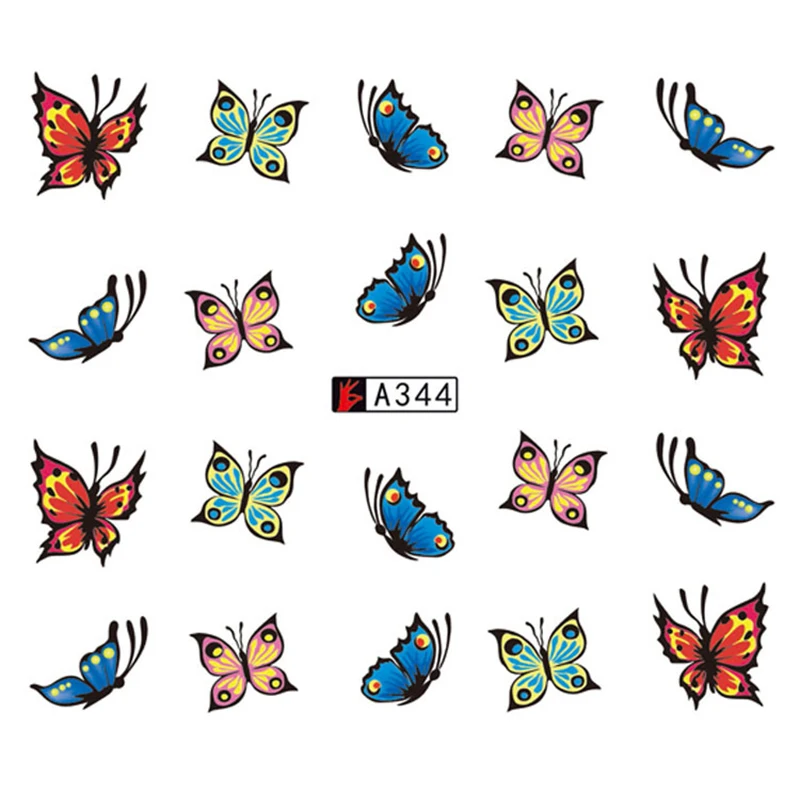 GAM BELLE 1 Sheet Summer Colorful Designs Nail Art Sticker Watermark DIY Butterfly Colorful Tips Nail 3