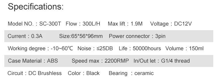 Syscooling SC-300T водяного охлаждения насос DC 12 В Бесщеточный насос 300л/ч 4 Вт Малый 3P водяного Охлаждения Насос