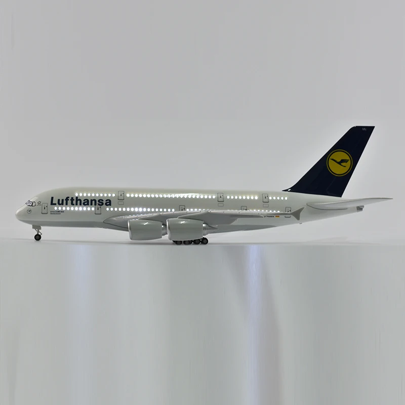 1/160 Etihad Airlines Airbus A380 Airplane Model Resin Aircraft Plane W/ Lights