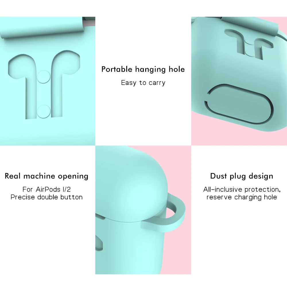Защитная коробка с крюком для Apple Airpods 1 2 утолщенные однотонные Сумки чехол s Для Air Pods 1 2 защита для зарядки чехол