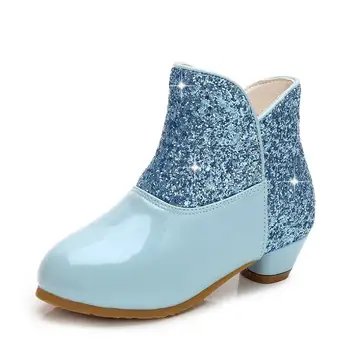 

Disney Girls Boots Princess Edition Children's Mid-calf Fashion Boots Sequin Winter Kids Shoes For Snow Boots High Heel