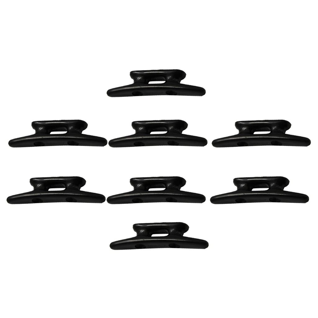 8 Pieces Black Nylon Plastic Open Base Deck Cleats For Marine Boat, 3inch