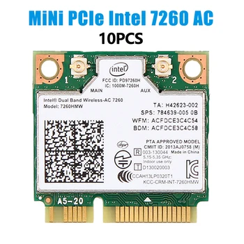 

10PCS 1200Mbps Wireless Intel 7260 AC Wifi Card 7260HMW Half Mini PCI-E 2.4G/5Ghz Bluetooth 4.0 Adapter 802.11ac IPEX Antennas
