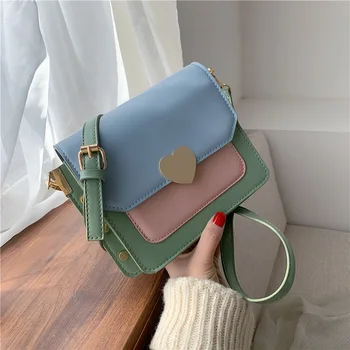 

Fashion Simple Small Square Bag Women's Designer Handbag 2020 High-quality PU Leather Rivet Heart Shoulder Messenger Bags