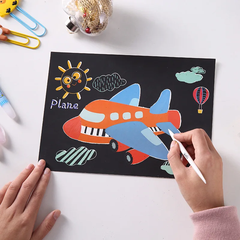 

Craft Kits For Children DIY Colorful Scraping Painting Magic Scratch Art Painting Paper Manual Drawing Toys For Kids Gifts Girls