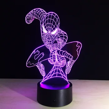 

Spiderman shape 3D Vision Lamp 7 Colors Changing USB Night light Desk Table Lamp Home Bedroom Decor Lights Children Gift