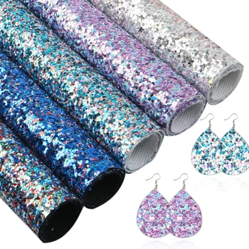 

David accessories 5pcs/set A5 Size 15*21cm Chunky Glitter Synthetic Leather Set DIY Bow Bag Shoes Faux Leather Sheets,1Yc10560