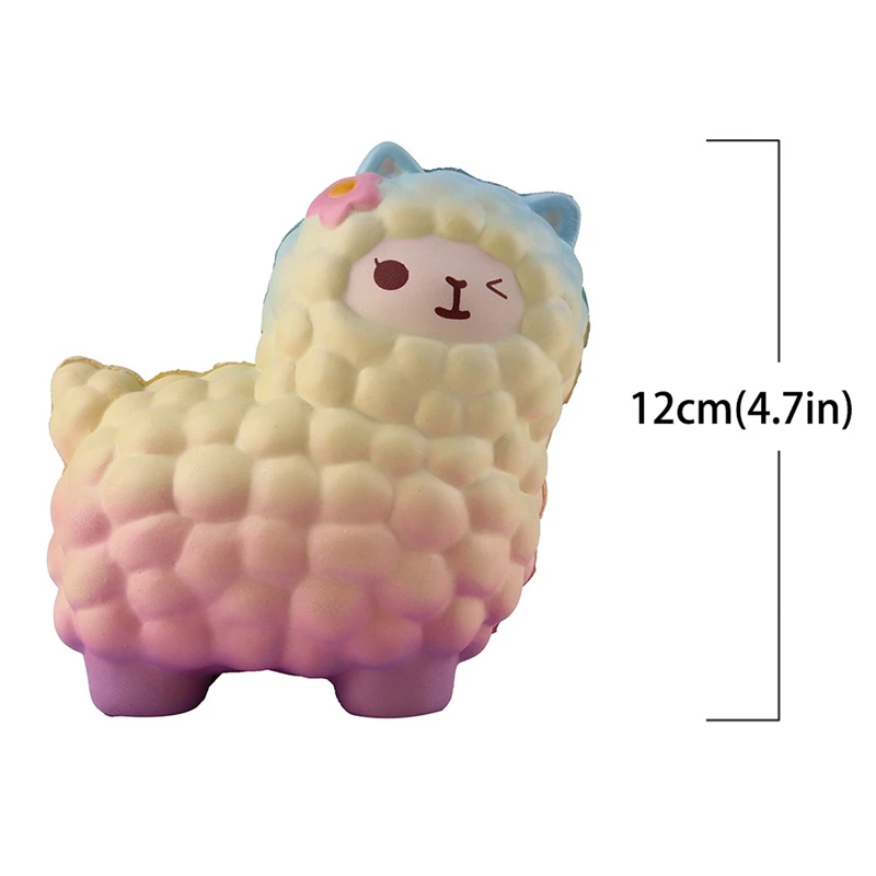1 шт. Jumbo 11 см Kawaii медленно поднимающийся Bling Радуга овца/альпака мягкие милые животные сжимаемые хлеб торт ароматизированные игрушки