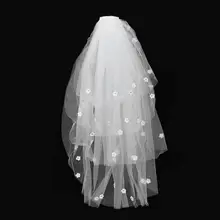 Белая Многослойная фата для невесты, свадебная Фата с расческой, украшенная цветком из ярких бриллиантов, свадебная фата, аксессуары