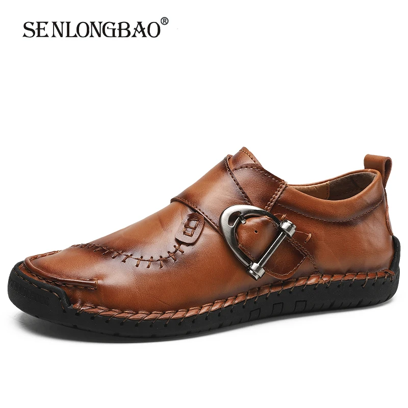 $17.99 Men Handmade Soft Leather Casual Shoes Outdoor Breathable Flat Man Shoes High Quality Men Loa