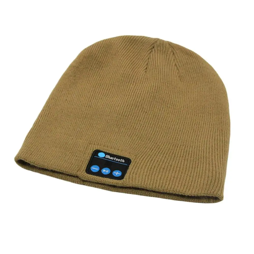 khaki Наушники с Bluetooth, музыкальная шапка, зимние беспроводные наушники, гарнитура с микрофоном, спортивная шапка для телефона Xiaomi, портативная гарнитура - Цвет: khaki