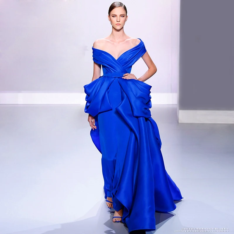 Необычные трендовые дамы ужин, бал платье vestido de noiva Королевский синий вечернее платье выпускного вечера Длинные вечерние платья матери невесты