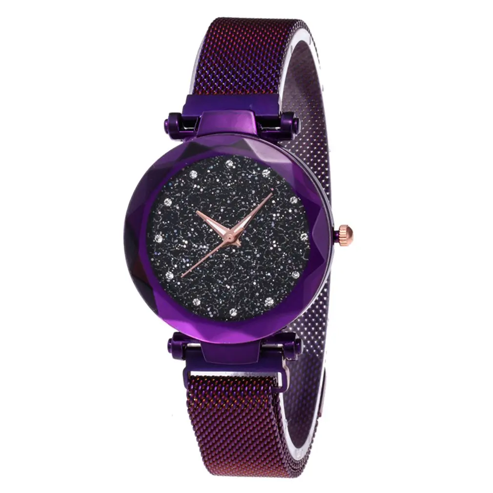 

Net Red Vibrato Watch Girl Watch Magnet Stone Strap Starry Mesh With Watch Stainless Steel Watch