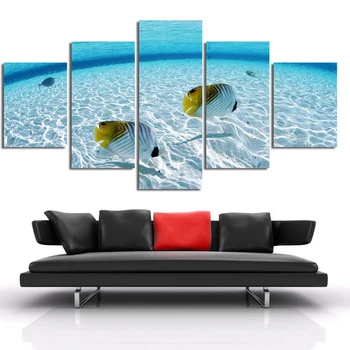 

Wall art canvas painting HD print fish family decoration marine animals 5 pieces module picture artwork poster
