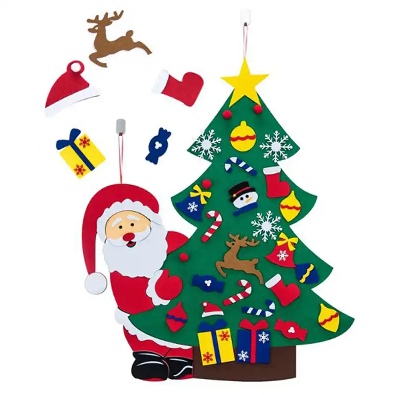 パズル手作りdiyフェルトクリスマスツリーオーナメントペンダントサンタクロースの装飾新年のギフト子供のおもちゃの壁のパーティーの装飾 パーティー用自作デコレーション Aliexpress