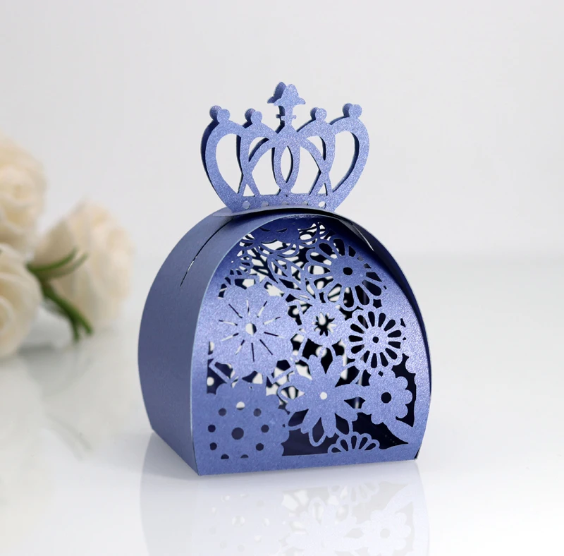 50 шт., изящная лазерная резка, коробка для конфет, корона, цветы, свадьба, день рождения, Детские душевые подарочные коробки, вечерние, декоративные принадлежности, сувениры, сумки - Цвет: D