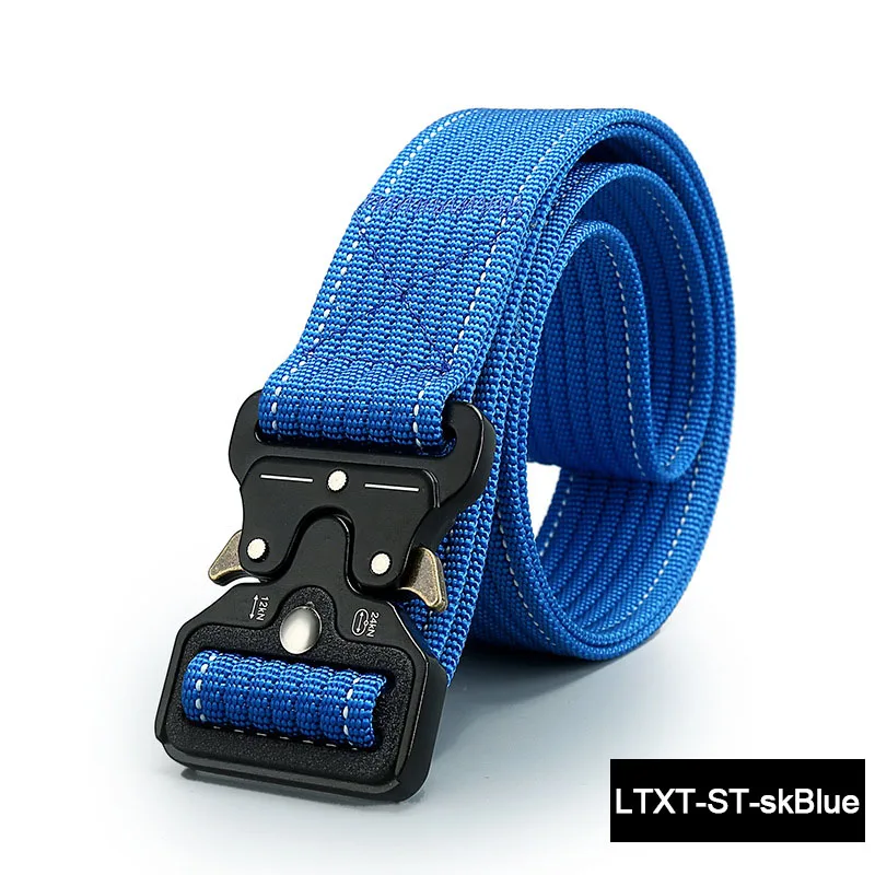 LTXT-ST-SKYBLUE LiuWeiShun Heavy Duty Tactical Belts Men Waist Straps Army Military Equipment Hunting Nylon Belts With Znic Alloy Buckle - Цвет: LTXT-ST-SKYBLUE